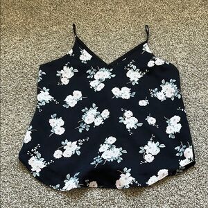 Express Floral Black Dressy Top